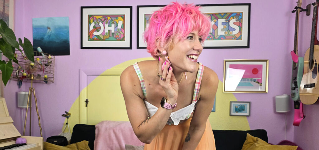 Adeline holding earing