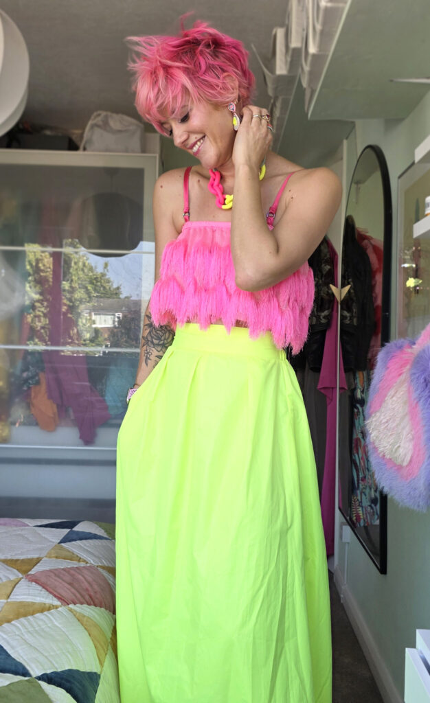 Adeline Vining in Green Skirt